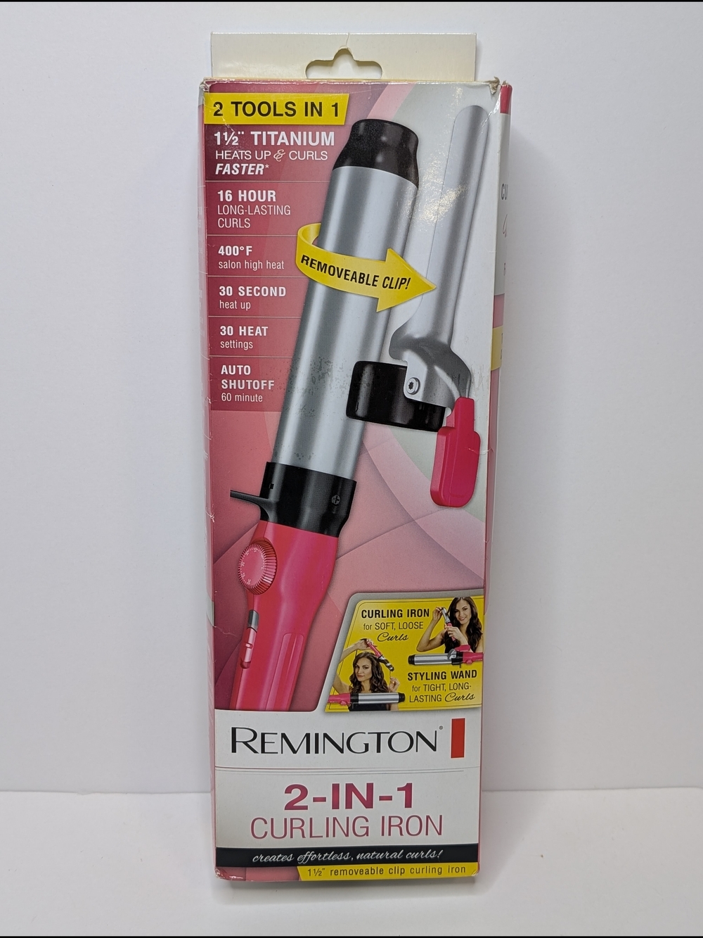 Remington 2-in-1 Curling Iron in Pink C15238CL 1 1/2" NOB